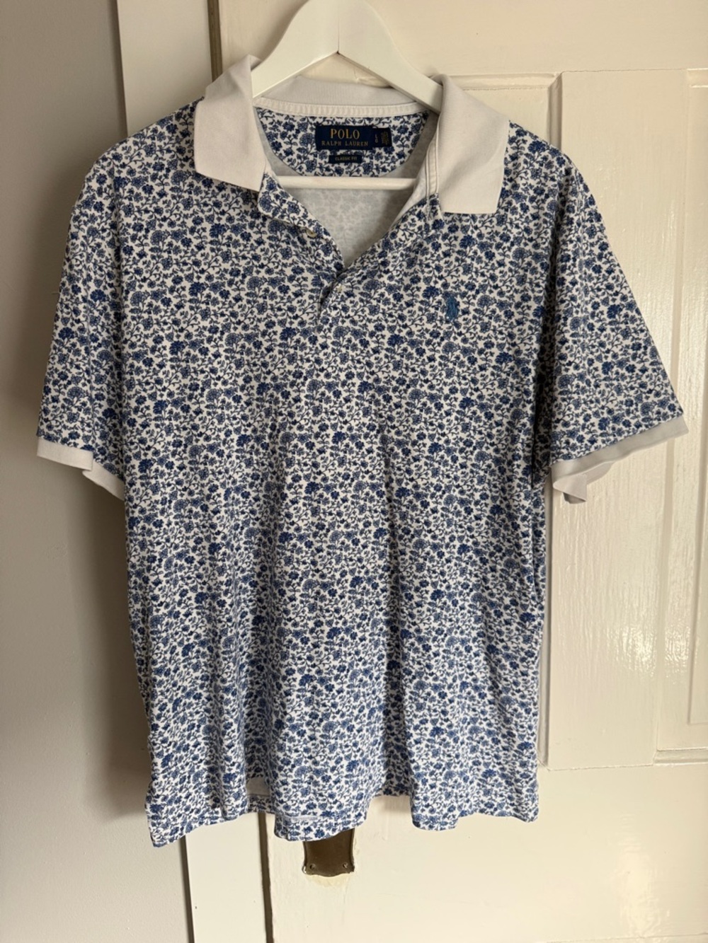 Polo by Ralph Lauren White Collar Blue Floral Polo